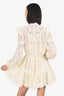 Zimmermann White Lace Long Sleeve Mock Neck Mini Dress Size 1