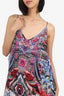Camilla Pink/Blue Silk Floral Printed Embellished Strappy Maxi Dress Size S