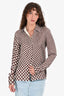 Celine Brown/White Triangle Patterned Silk Button Up Top Size 40