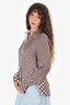 Celine Brown/White Triangle Patterned Silk Button Up Top Size 40