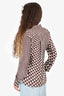 Celine Brown/White Triangle Patterned Silk Button Up Top Size 40