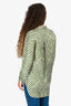 Celine Blue/Green Patterened Silk Button Up Top Size 38