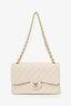 Pre-Loved Chanel™ 2017 White Caviar Leather Classic Jumbo Double Flap Bag