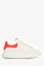 Alexander McQueen White/Red Suede Oversized Larry Sneakers Size 36.5