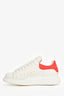 Alexander McQueen White/Red Suede Oversized Larry Sneakers Size 36.5