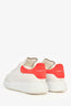 Alexander McQueen White/Red Suede Oversized Larry Sneakers Size 36.5
