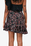Paco Rabanne Black/Red Printed Asymmetrical Ruffled Mini Skirt Size 34