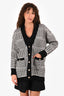 Sandro Black/White Knit Gold Buttoned Cardigan Size 1