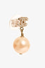 Pre-Loved Chanel™ 2015 Silver Toned Crystal CC Faux Pearl Drop Earrings