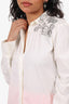 Brunello Cucinelli White Beaded Flower Shirt Size S