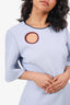 Roksanda Blue Cut-Out Circle Detail Short Sleeve Mini Dress Size 10