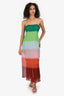 Oscar De La Renta Green/Pink Striped Silk Strappy Dress Estimated M (As Is)