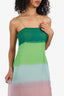 Oscar De La Renta Green/Pink Striped Silk Strappy Dress Estimated M (As Is)