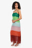 Oscar De La Renta Green/Pink Striped Silk Strappy Dress Estimated M (As Is)