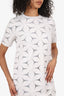 Victoria By Victoria Beckham White/Grey Floral Short Sleeve Mini Dress Size 6