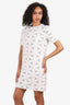 Victoria By Victoria Beckham White/Grey Floral Short Sleeve Mini Dress Size 6
