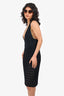 Gianni Versace Black Knit Pleated V-Neck Sleeveless Dress Estimated Size S