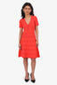 Sandro Orange Knit Short Sleeve Dress Size 2