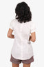 Brunello Cucinelli White Cotton/Silk Bead Detail Sleeve Size M