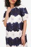 Mother Of Pearl Navy Blue/Cream Floral Print Short SleeveMini Dress Size 6