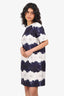 Mother Of Pearl Navy Blue/Cream Floral Print Short SleeveMini Dress Size 6