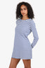 A.L.C. White/Blue Stripped Long Sleeve Mini Dress Size M