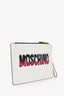 Moschino White Leather Bat Teddy Bear Clutch