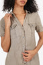 James Perse Khaki Green Short Sleeve Button Up Dress Size 1