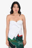 RTA White Cotton Strapless Asymmetrical Button Down Top Est. Size S