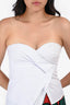 RTA White Cotton Strapless Asymmetrical Button Down Top Est. Size S