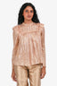 Ulla Johnson Pink/Gold Striped Sheer Long Sleeves Top Size 0