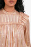 Ulla Johnson Pink/Gold Striped Sheer Long Sleeves Top Size 0