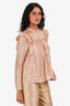 Ulla Johnson Pink/Gold Striped Sheer Long Sleeves Top Size 0