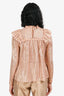 Ulla Johnson Pink/Gold Striped Sheer Long Sleeves Top Size 0