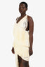 Loewe Cream Fringe Asymmetrical V Neck Dress Size M