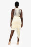 Loewe Cream Fringe Asymmetrical V Neck Dress Size M