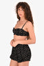 Khaite Black/Nude Polka Dot Pleated 'Indira' Bra + Hot Pant Set Size 4