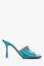 Bottega Veneta Teal Patent Leather Stretch Heeled Sandals Size 37.5