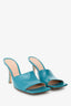 Bottega Veneta Teal Patent Leather Stretch Heeled Sandals Size 37.5