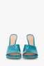 Bottega Veneta Teal Patent Leather Stretch Heeled Sandals Size 37.5