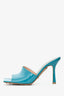 Bottega Veneta Teal Patent Leather Stretch Heeled Sandals Size 37.5