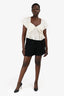 Gucci Black Tweed White Stripe Pleated Bermuda Shorts Size 44