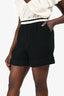 Gucci Black Tweed White Stripe Pleated Bermuda Shorts Size 44