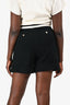 Gucci Black Tweed White Stripe Pleated Bermuda Shorts Size 44