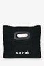 Sacai Black/Beige Raffia Logo Bag with Strap