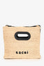 Sacai Black/Beige Raffia Logo Bag with Strap