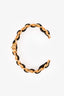 Pre-Loved Chanel™ 2020 Gold Tone Metal/Black Leather Chain Cuff Bangle