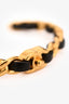 Pre-Loved Chanel™ 2020 Gold Tone Metal/Black Leather Chain Cuff Bangle