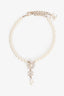Pre-Loved Chanel™ 2023 Silver-Tone Metal/ Faux Pearl Crystal Stud Camilla Flower CC Choker