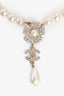 Pre-Loved Chanel™ 2023 Silver-Tone Metal/ Faux Pearl Crystal Stud Camilla Flower CC Choker
